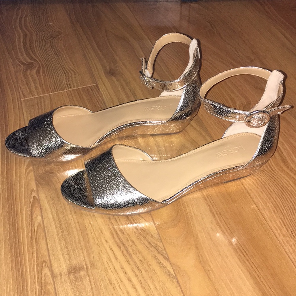 J.CREW Metallic Demi-Wedge Sandals